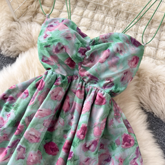 women's summer romantic floral suspender dress