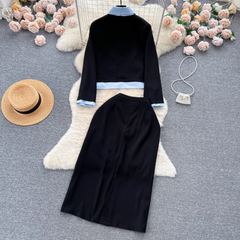 Women's fake two piece shirt jacket versatile skirt two piece set ,two piece dress