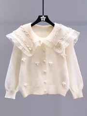 women's fall doll collar sweater coat