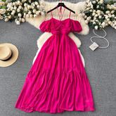 Women's summer strapless pleated dress with straps
