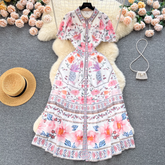 women's summer vintage printed dress,