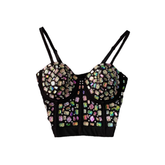 Colorful diamond performance costume with padded top