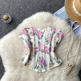 Summer new print cropped chic top
