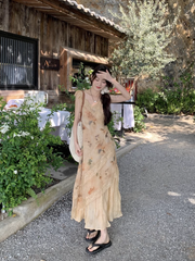 women's summer retro floral lace dress