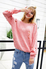 Hollow Out Pearls Pullover