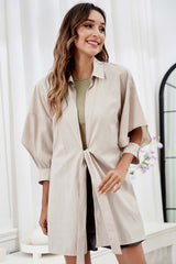 Hollow-Sleeved Strappy Coat