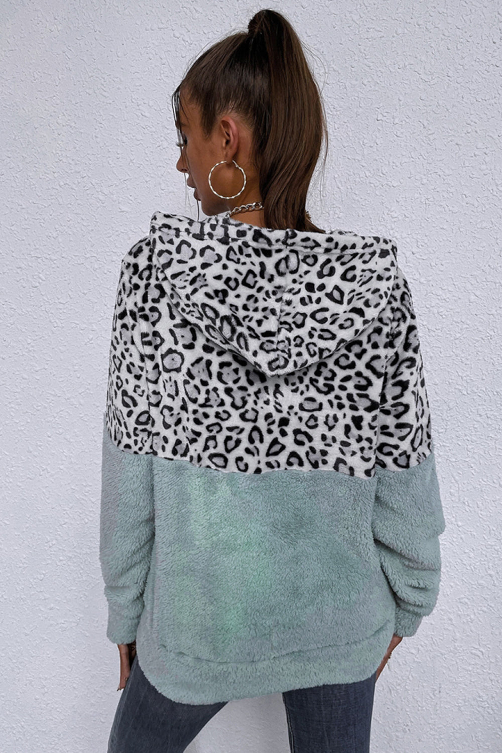 Leopard Patchwork Hooded Sweater