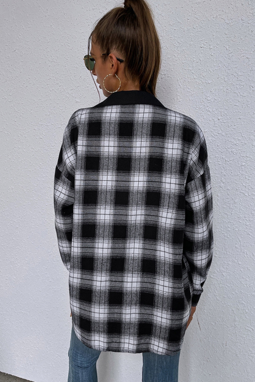 Black And White Plaid Single-Breasted Shirt