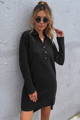 Black Single-Breasted Lapel Dress