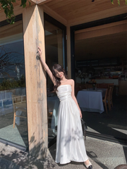 women's summer white strapless dress