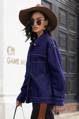 Lapel Long Sleeve Denim Jacket