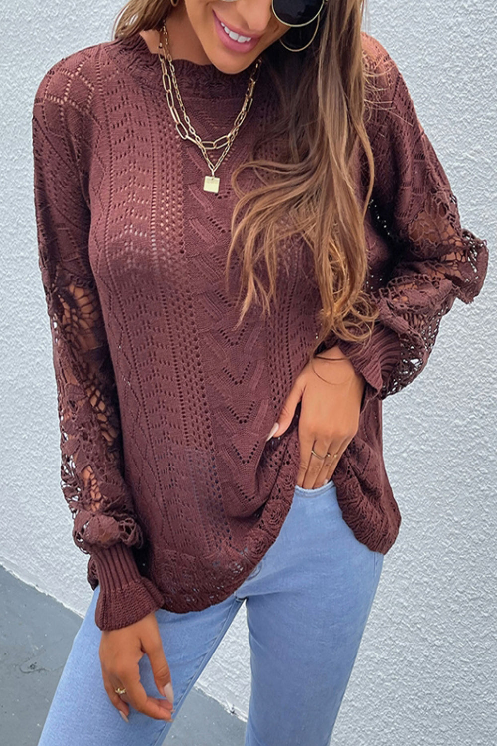 Lace Patchwork Hollow Sweater