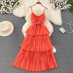 A-line V-neck Seaside Vacation Beach Dress