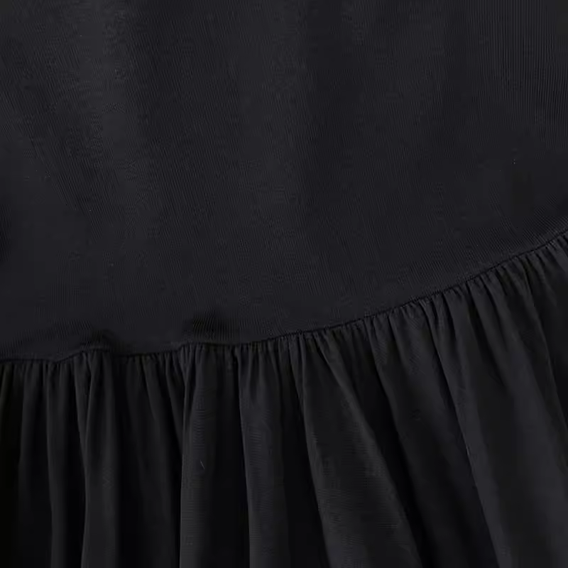 little black dress half turtleneck A-line skirt for women summer