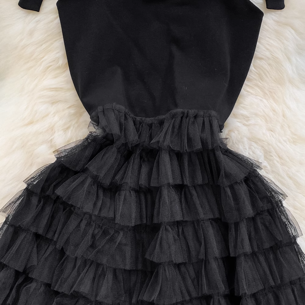 Black A-line Tulle Dress ,