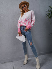 Knitted Round Neck Printed Sweater