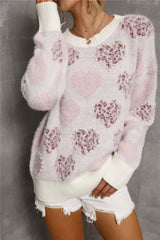 Beading Love Pattern Plus Size Sweater