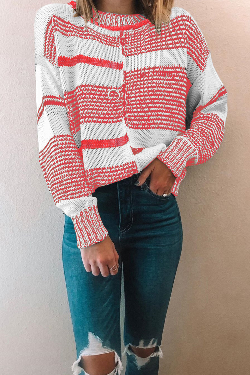 Large Size Loose Stitching Sweater