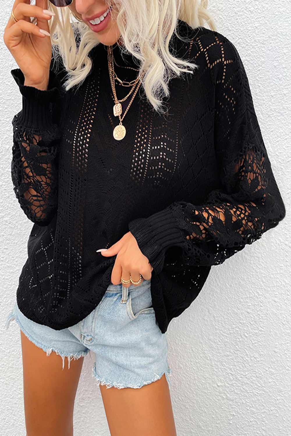 Lace Patchwork Hollow Sweater