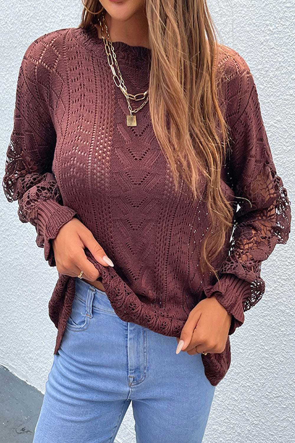 Lace Patchwork Hollow Sweater