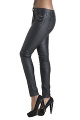 Leather Slim Zipper Pants