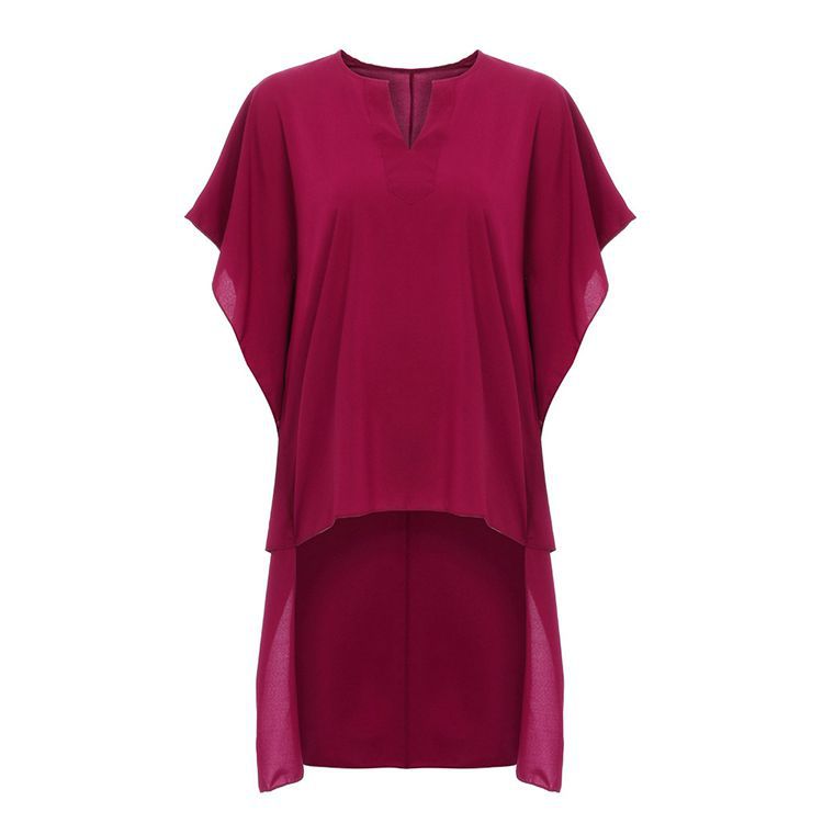 Asymmetric V-neck Loose Raglan Top