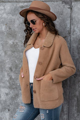 Lapel Solid Color Buttons Thicken Coat