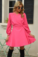 Large Swing Long-Sleeved Tie Dress