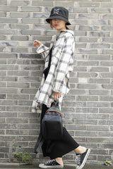 Lapel Thickening Brushed Plaid Flannel Cardigan