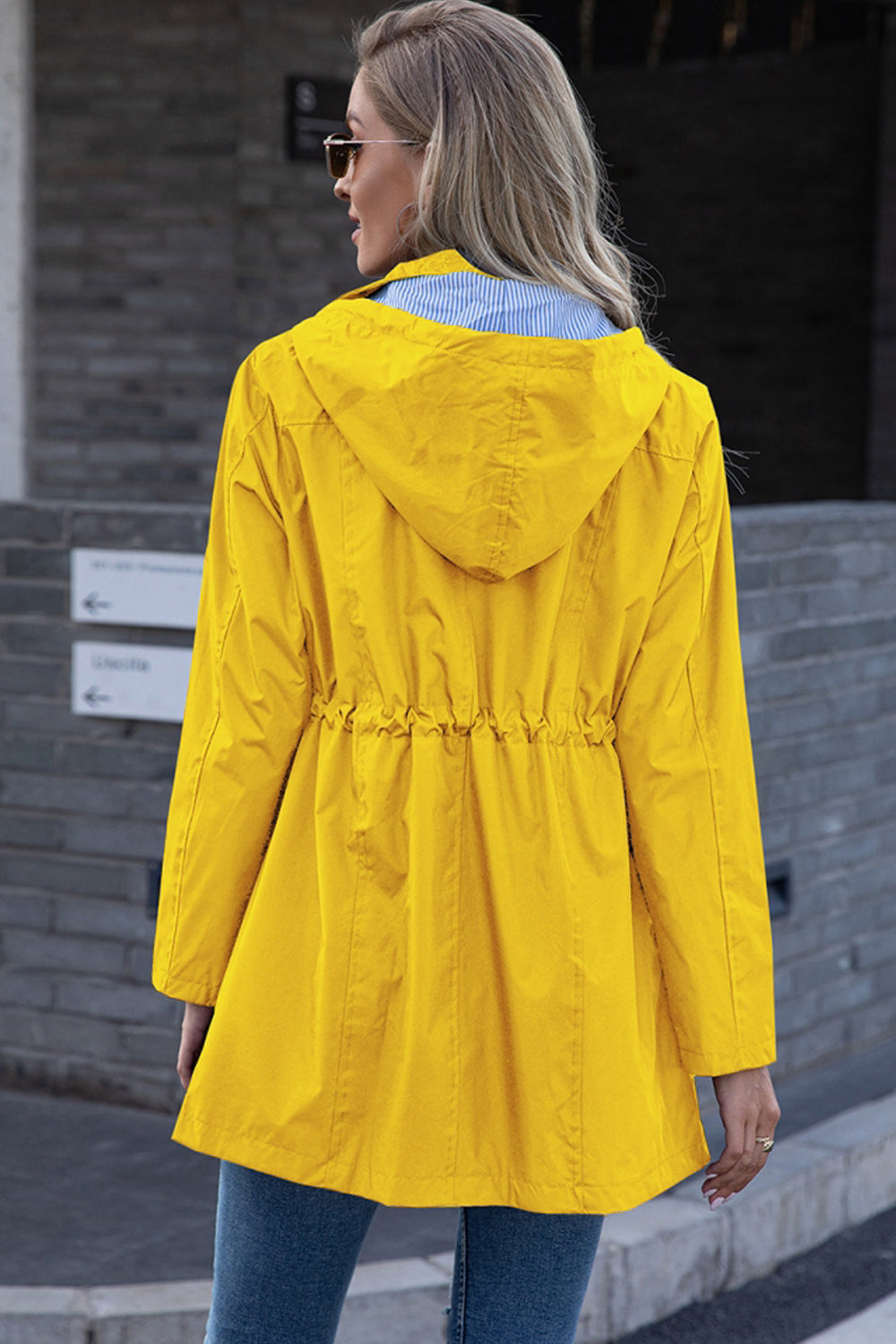 Hooded Waterproof Zipper Raincoat Jacket