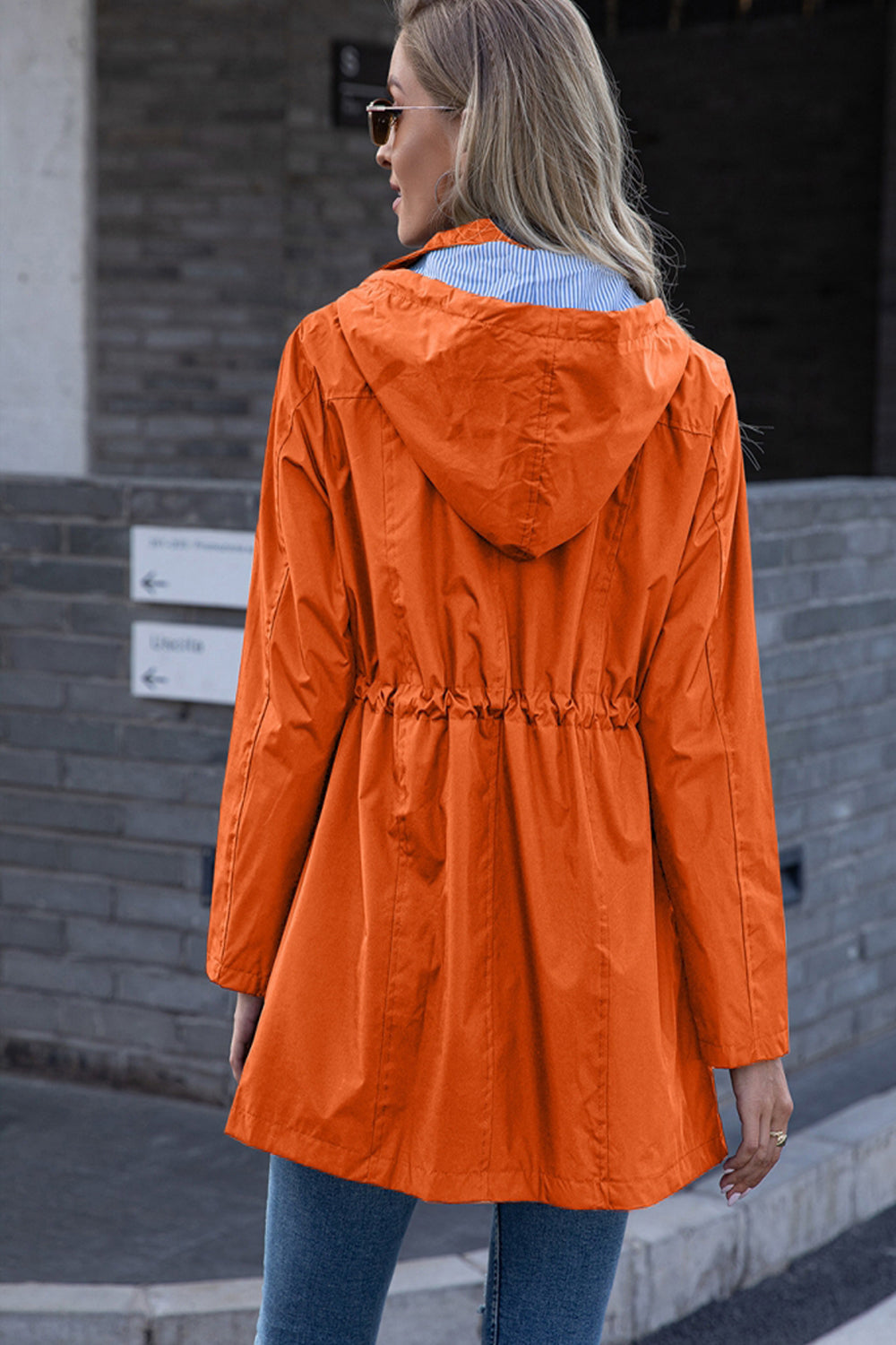 Hooded Waterproof Zipper Raincoat Jacket