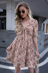 Hollow Chest Lace-up Ruffle Dress