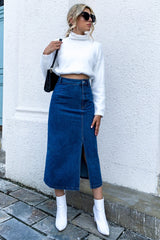 High-waisted Denim Irregular Skirt