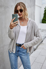 Knitted Open Front Hooded Sweater