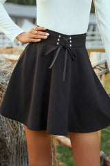 High-Waisted Tie Short Skirt