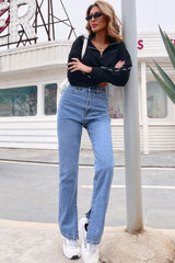 High Waist Slit Jeans