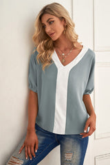 Large Size V-Neck Half-Sleeved T-Shirt