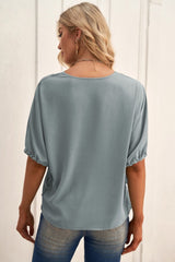 Large Size V-Neck Half-Sleeved T-Shirt