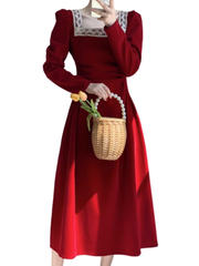 Red Velvet A-line Dress