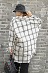 Lapel Thickening Brushed Plaid Flannel Cardigan