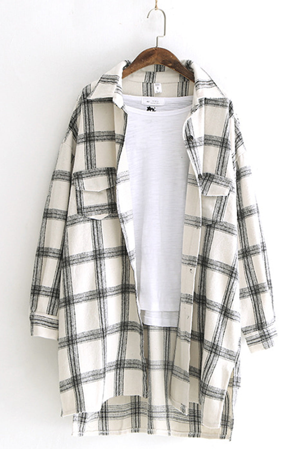 Lapel Thickening Brushed Plaid Flannel Cardigan