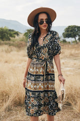 Bohemian V-Neck A-Line Dress