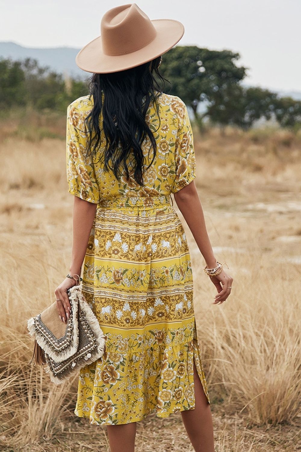 Bohemian V-Neck A-Line Dress