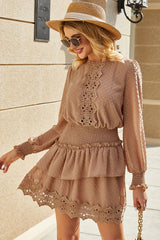 Lace Elastic Waist Jacquard Dress