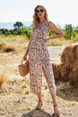 Irregular Slit Sling Floral Dress