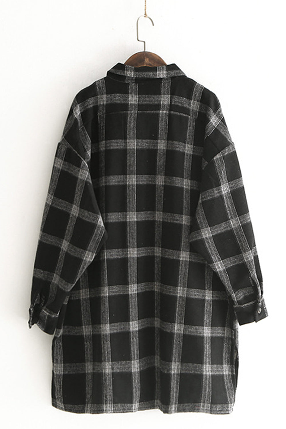 Lapel Thickening Brushed Plaid Flannel Cardigan