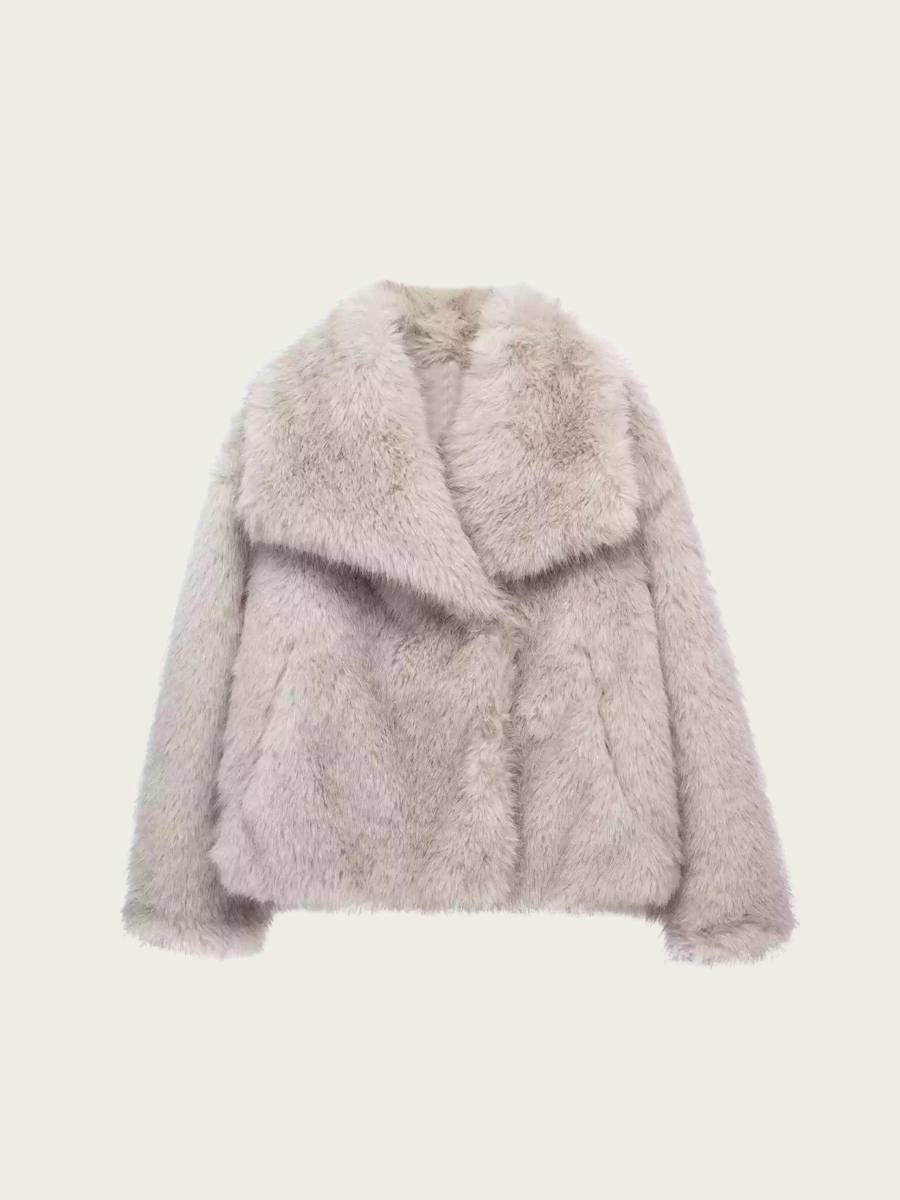 Asuna Faux Fur Jacket in Light Grey