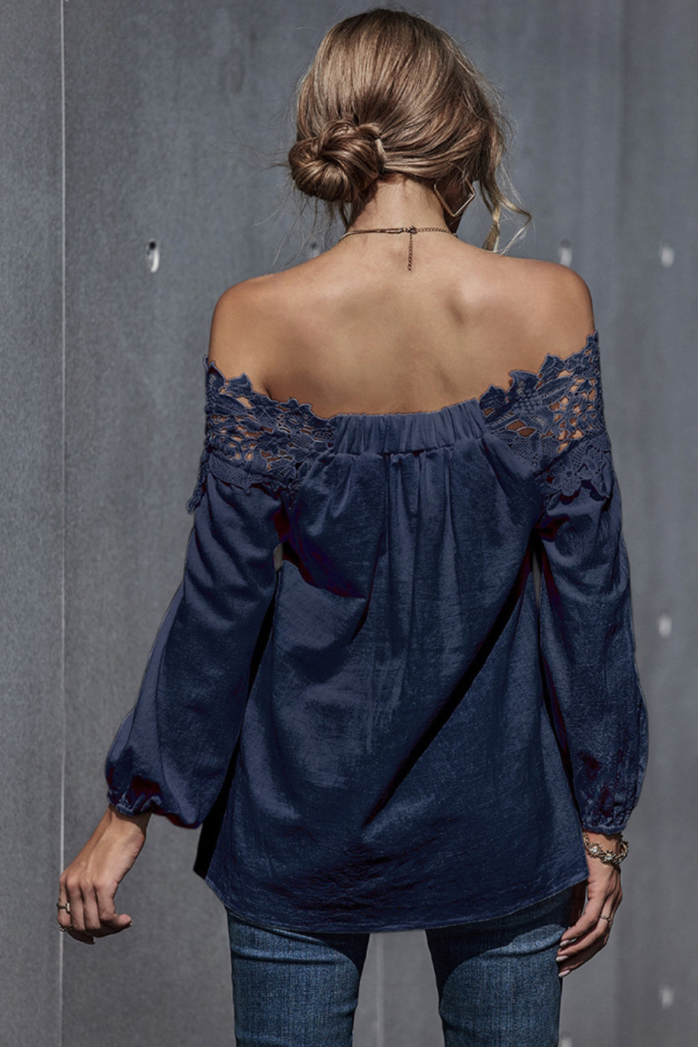 Lace Patchwork Off-Shoulder Blouse