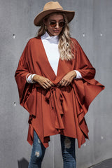 Bat-Sleeve Strappy Cloak Coat