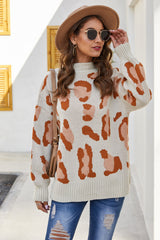 Leopard Print Knit Sweater